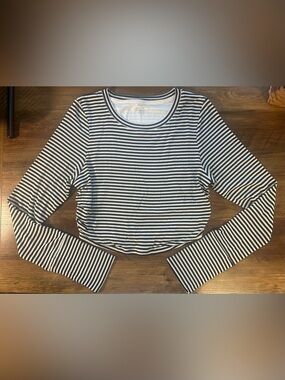AE Offline Striped Long-Sleeve Rib Tee - Black & White